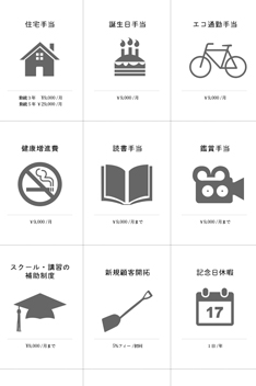 HPに記載されている様々な“社員手当” title=